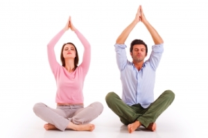 Yoga-Couple -yoga for depression - Helaing yoga class brighton holistic clinic rajadhiraja 